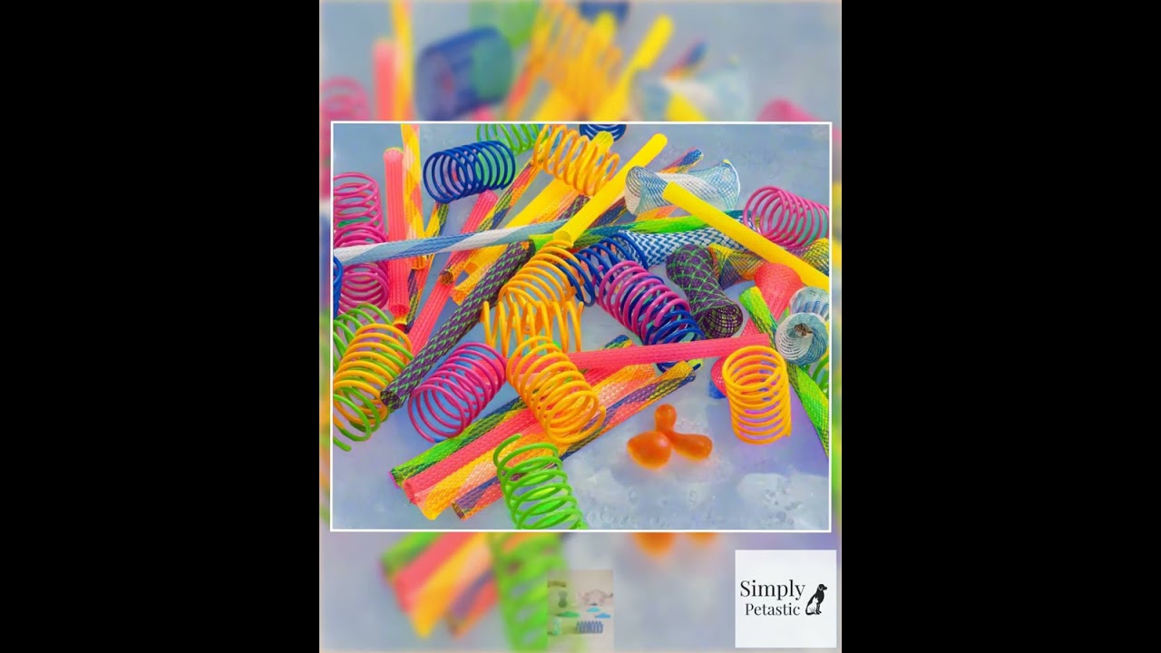 49 PCS Cat Spring Toy for Kitten Catnip Bag Mesh Tubes Spring Cat Toy Bulk for Indoor Cats Kitty