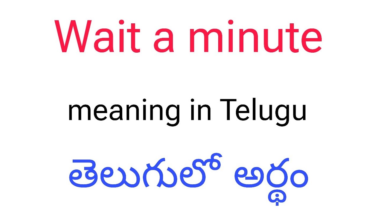 Wait a minute meaning in Telugu || Wait a minute తెలుగులో అర్థం || Wait a minute telugu meaning
