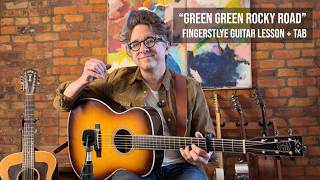 "Green Green Rocky Road" by Dave Van Ronk fingerstyle guitar lesson with tab. Drop D tuning.