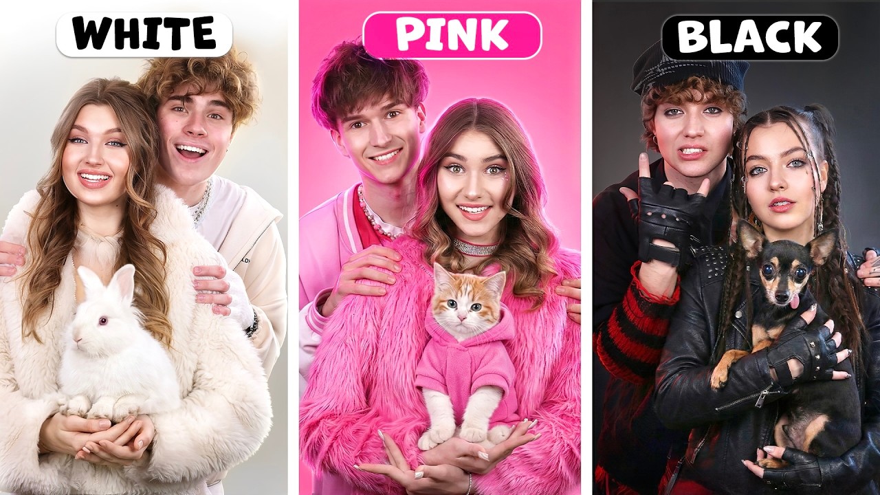 Couple Noir vs Couple Rose vs Couple Blanc ! Quel couple a le Meilleur Animal de Compagnie ?