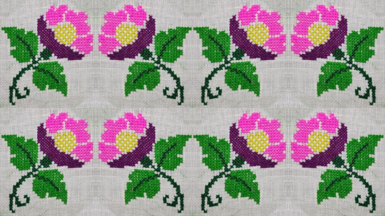 Woolen cross stitch flower doormat-how to make sitting mat design-stitch ason,rugs,tablemat