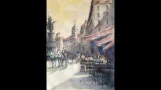 watercolor cityscape painting vienna paintingvalley