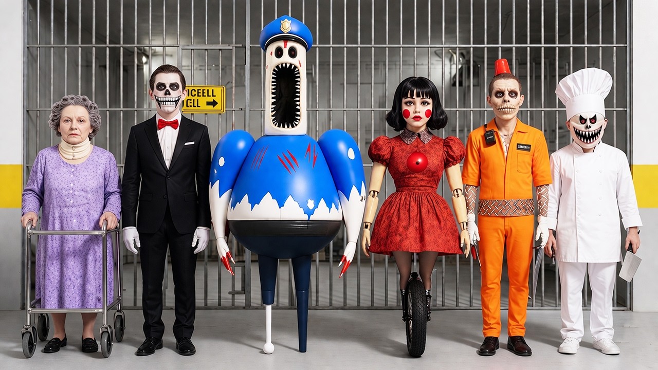 All Morphs in Real Life Roblox BARRY EXE PRISON RUN Papa Pizza Grumpy Gran Siren Cop AniTro Mr Funny