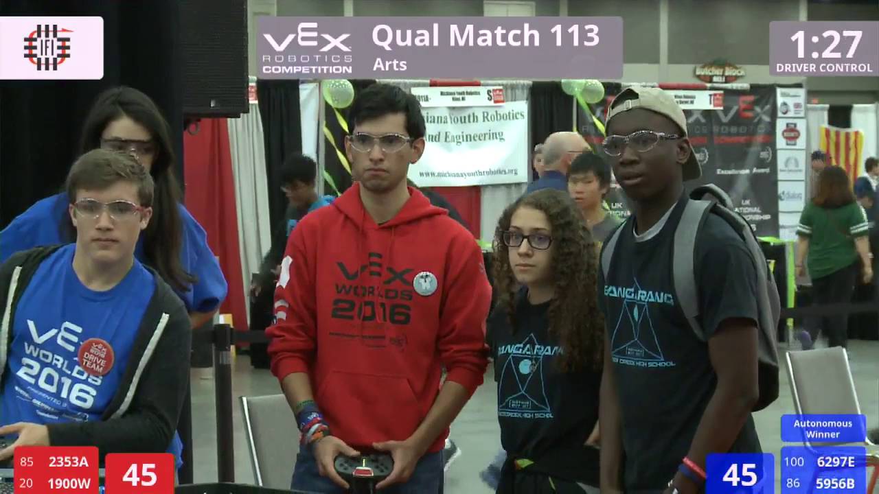 VEX Worlds 2016 - VRC High School - Arts - Qual 113 (2353A 1900W) 236 vs 157 (6297E 5956B)