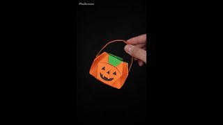 Halloween Pumpkin Basket | Candy Bucket | Trick or Treat | Origami Pumpkin Box@EasyOrigamiAndCrafts