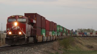 Rumbling CP Stack train approaching Ogden on the Brooks Subdivision.