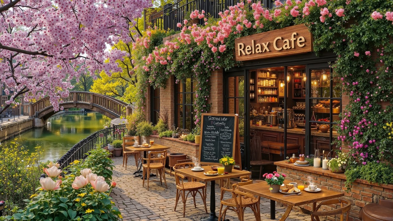 Tender Spring Jazz Music for Quiet Morning 🌸 Cozy Riverside Café Atmosphere to Relax and Unwind