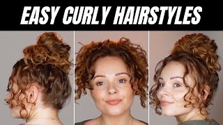 5 SIMPLE HAIRSTYLES FOR CURLY HAIR | Easy bad hair day hairstyles