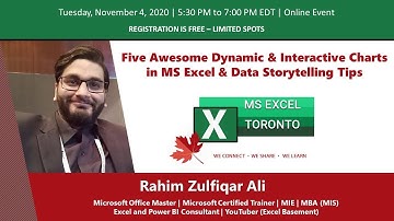 MS Excel Toronto - Five Awesome Dynamic & Interactive Charts in MS Excel & Data Storytelling Tips