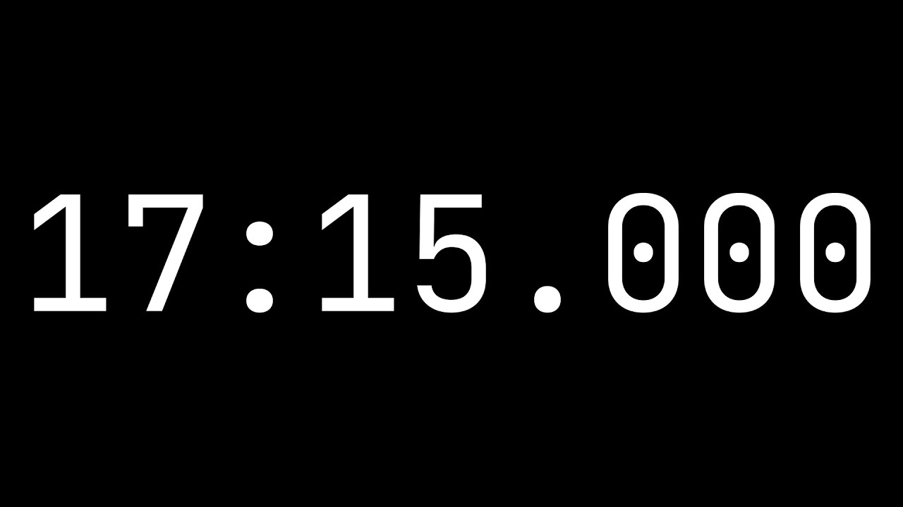 Countdown timer 17 minutes, 15 seconds [17:15.000] - White on black ...