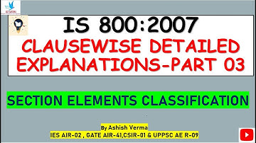 IS:800-2007 Clausewise Codal Explanations|Steel Structural Element Classification|Concepts|Part-3
