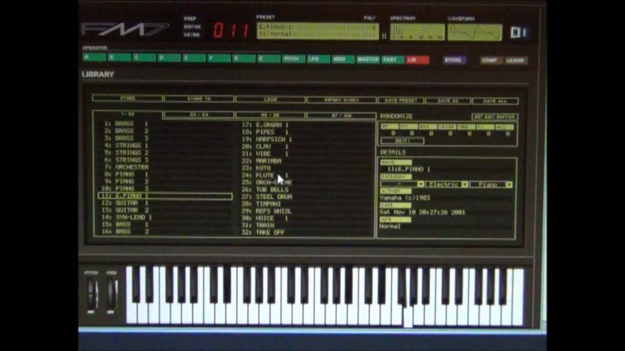Yamaha DX7 Emulator Software FM7 Patch 011 E Piano 1 YouTube