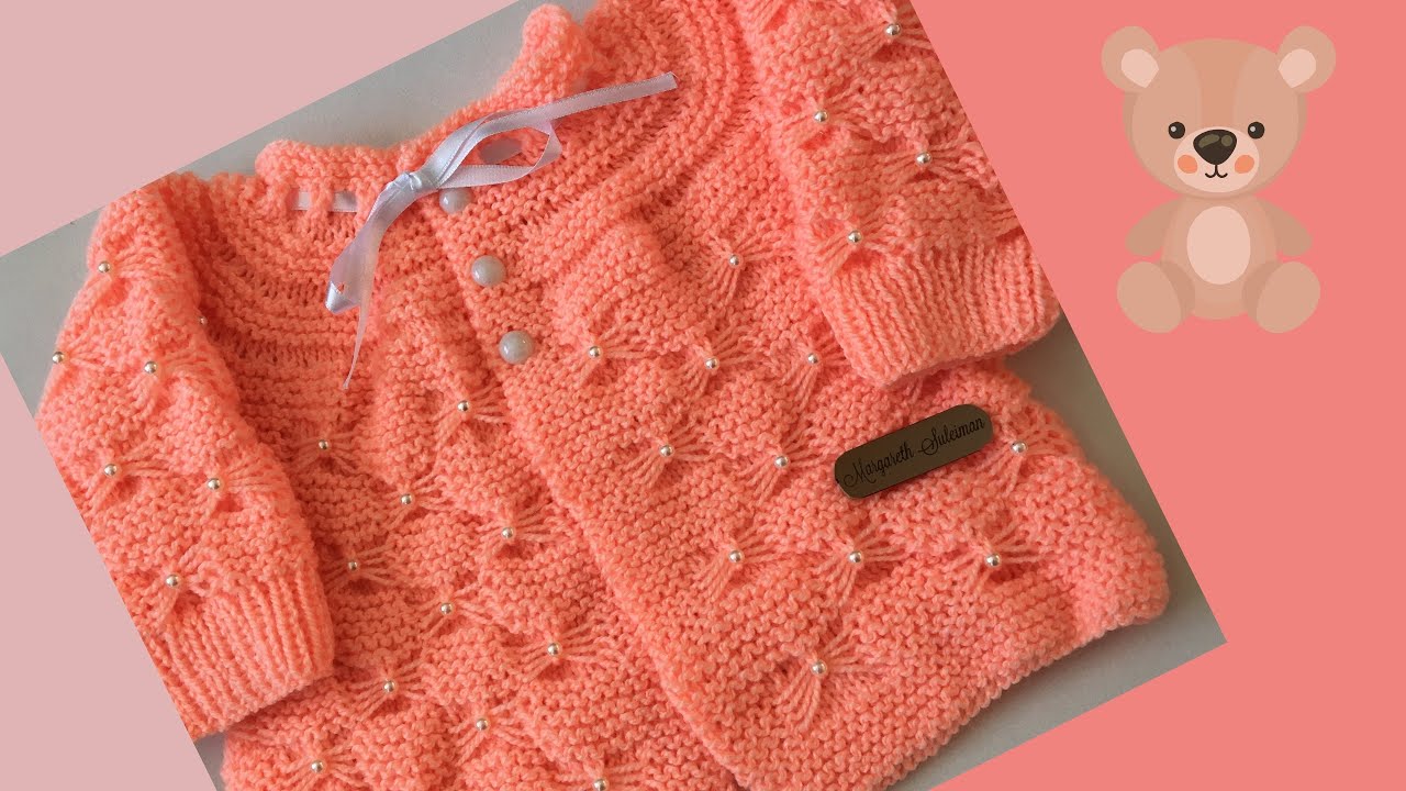 CASAQUINHO DE BEBÊ EM TRICÔ -  PONTO LACINHO/BORBOLETA