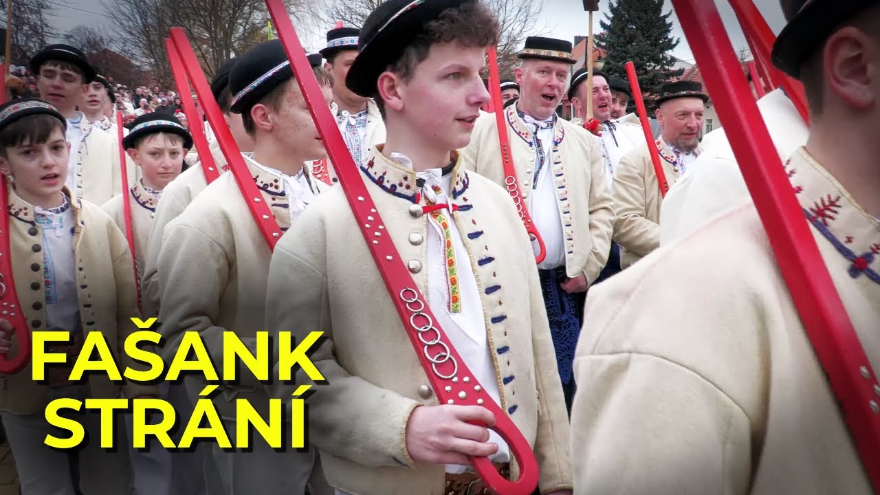 Fašank Strání 2025, festival masopustních tradic. Pod šable - skupiny fašančárů ze Strání, CM Strýci
