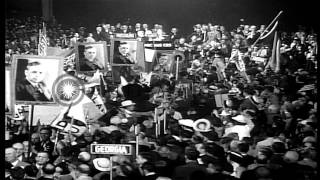 Crowd shows respect to former US President Herbert Hoover at the Republican Natio...HD Stock Footage