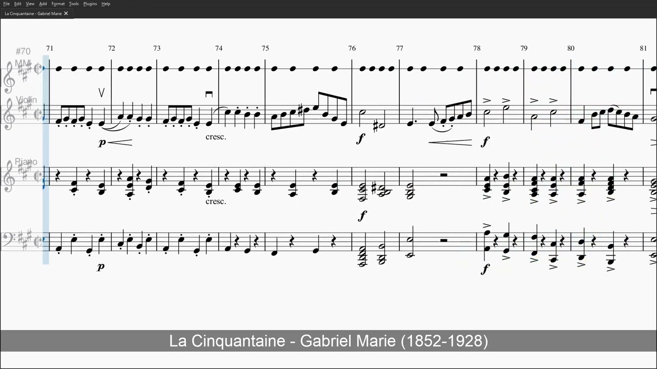 La Cinquantaine - Gabriel Marie - Level 0 Violin Solo + Piano + Strings