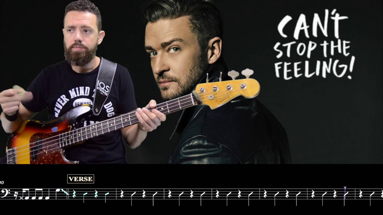 Justin Timberlake Can't stop the feeling Bass Cover and Score YouTube
