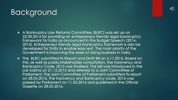 INTRODUCTION ON IBC (INSOLVENCY AND BANKRUPTCY CODE) 2016