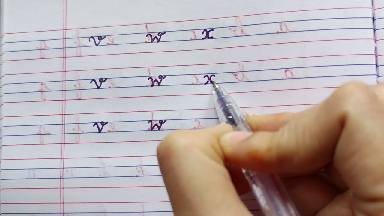 English small letter v, w, x, y, z in cursive handwriting