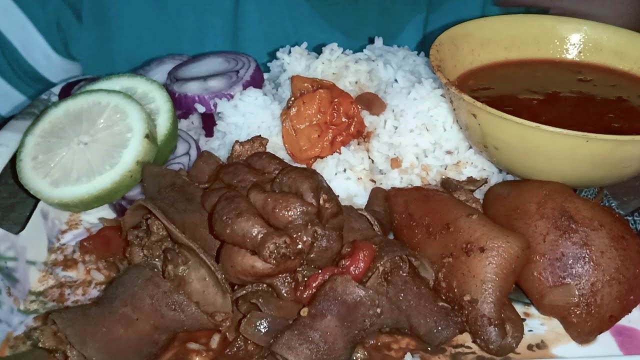 My First Video After Sick 😥😥Eating Pork And Pork Intestinefoodlover