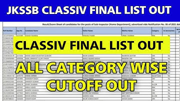 JKSSB Classiv Final Selection List Out : Check Classiv Result 2022 || 3000+ Selected Final List PDF