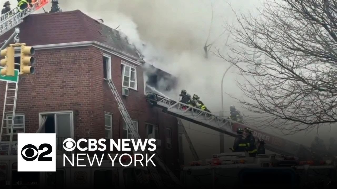2 critically injured in Queens fire, collapse - YouTube