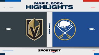 NHL Highlights | Sabres vs. Golden Knights - March 2, 2024