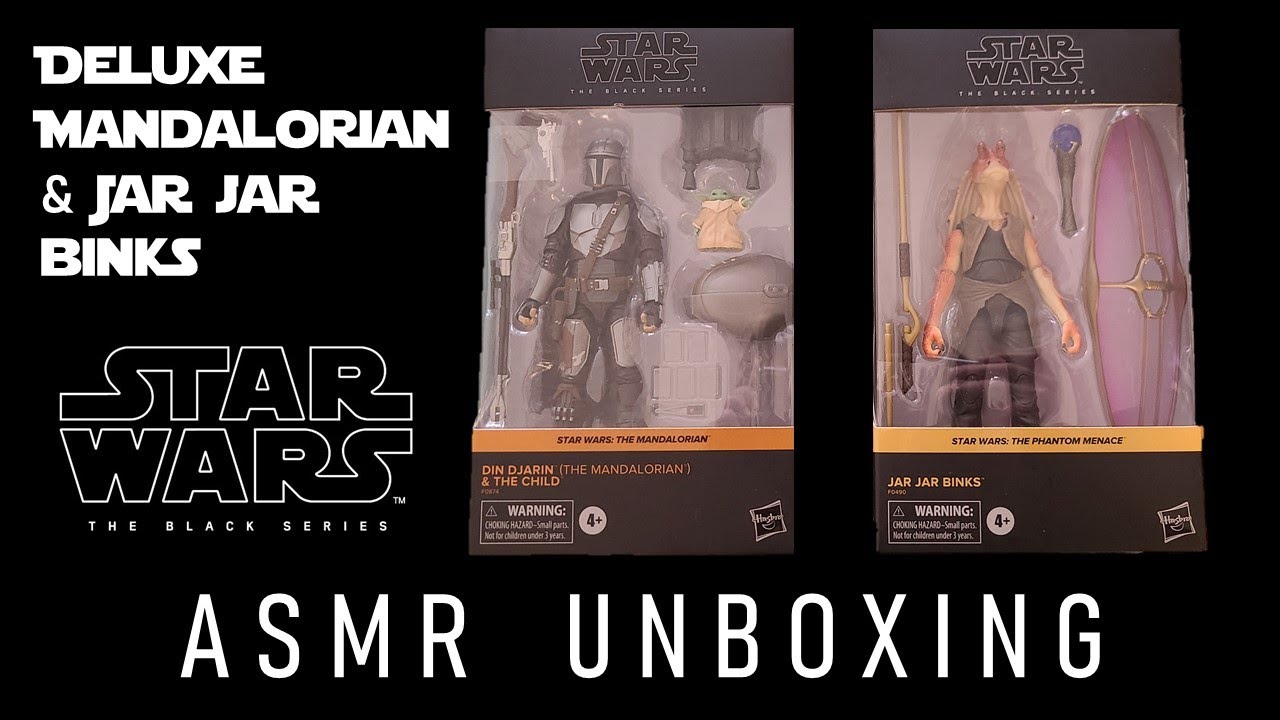 STAR WARS ASMR | Mandalorian and Jar Jar Binks Black Series Deluxe Figure Unboxing