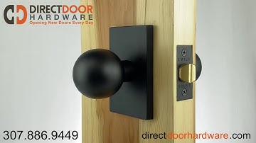 Emtek Orb Modern Door Knob with Modern Rectangular Rosette in Flat Black