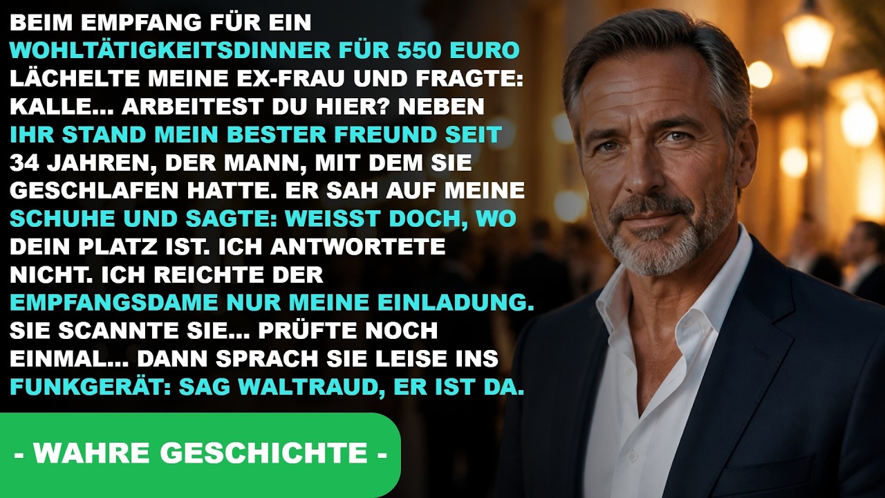 Ich stand im Dienstboteneingang eines Hotels in Dortmund, als meine Exfrau mich ansah und lächelte: „Kalle Schatz, hat Nele dir eine Karte besorgt?“ Neben ihr lachte Andreas Keller – mein bester...