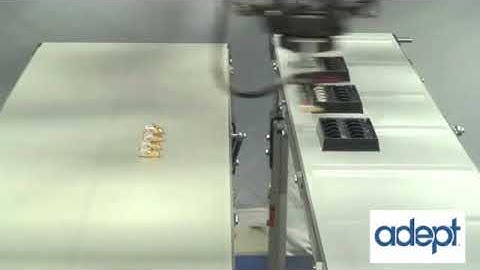 High Speed Adept Quattro Robot Populating Tray with Chocolates