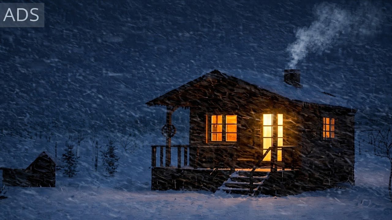 Blizzard Night Cabin ️ Heavy Snowstorm & Wind Sounds | Cozy Sleep ...