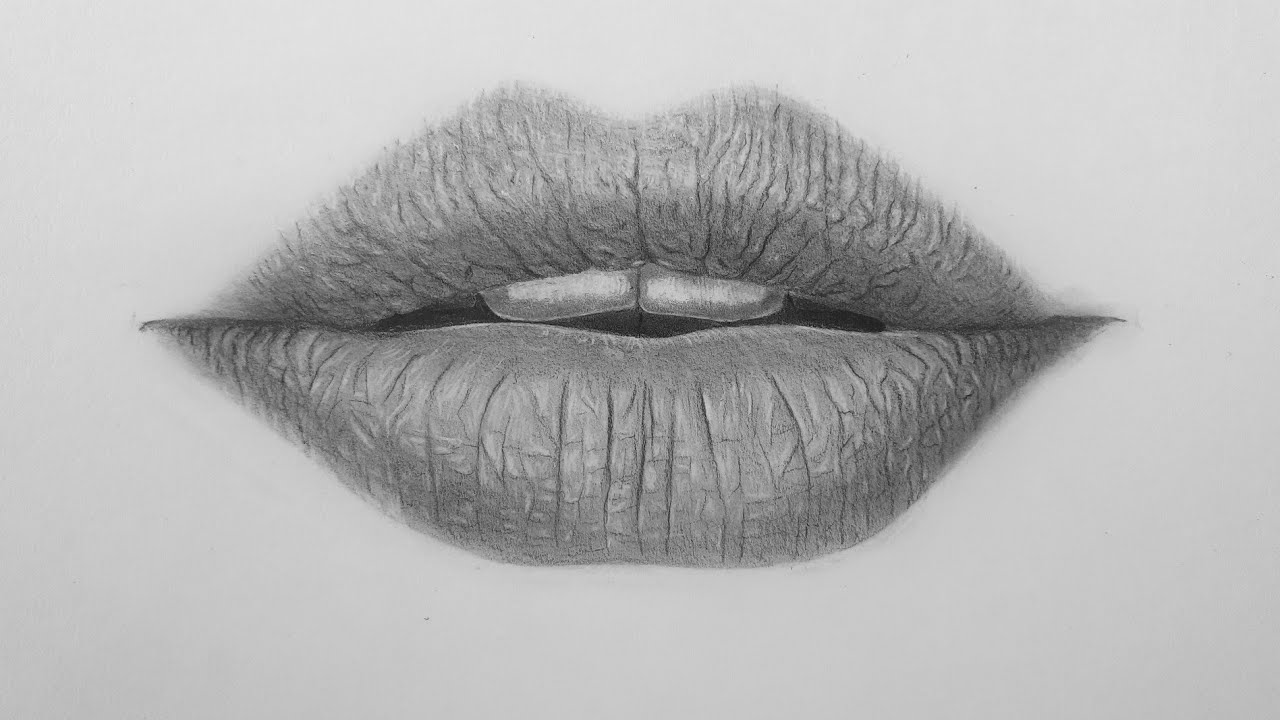 Learn to draw glossy lips. step by step tutorial of lips drawing