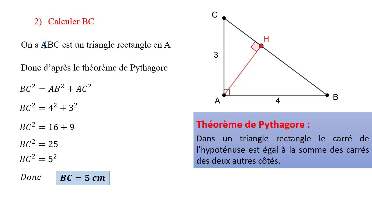 Pythagore et cosinus (2e année collégiale)