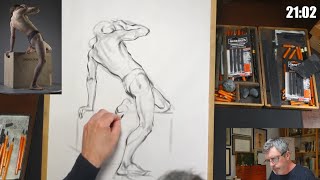 Why I don't draw on an easel. 20 min pose (with reference)