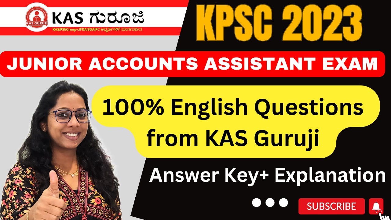 KPSC Junior Accounts Assistant Exam English Answer Key 2023 kpsc