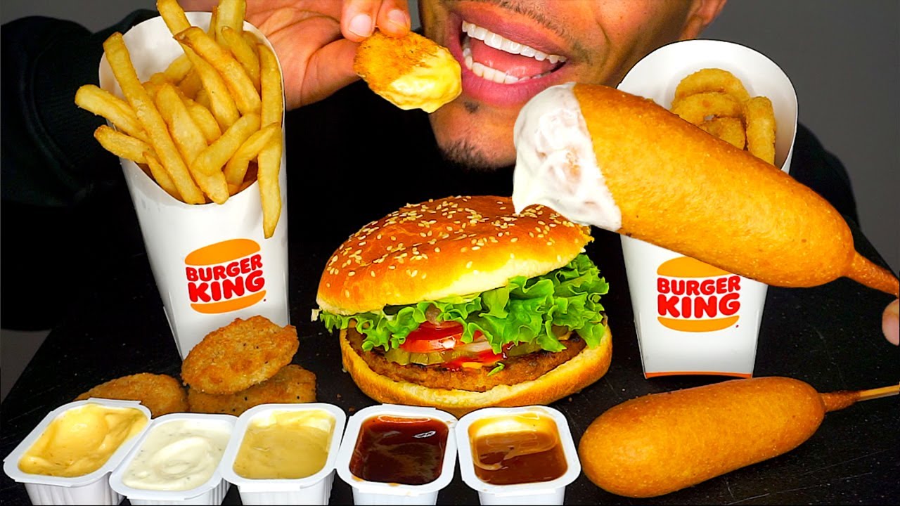 Burger King Mukbang! Whopper, Spicy Chicken Nuggets, Onion Rings