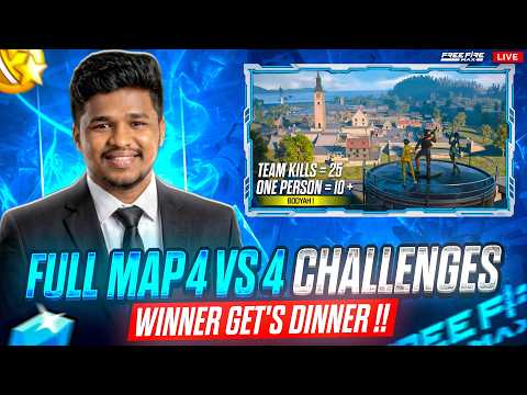 💎FULL MAP CHALLANGE WINNER GET'S DINNER❤️😱|| FF LIVE IN TELUGU #vk #freefirelive #fflive#ff