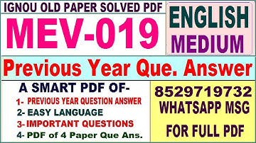 MEV 019 Previous Year Question Paper Solved in English || mev 019 important questions with answers