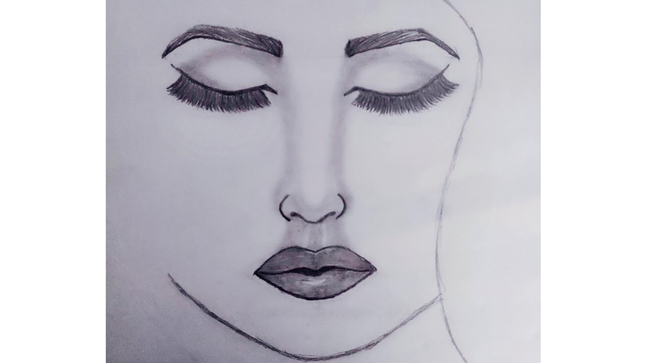 How to draw closed eyes girl face in easy way|Comment dessiner ...