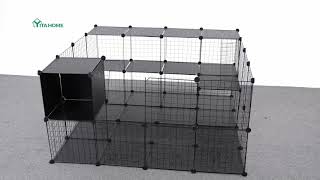 69 Inch 5 Tiers Large Metal Cat Cage with Storage Cube ,Hammock Platforms DIY Cat Playpen
