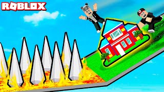 Eve Bin ve Yolun Sonuna Kadar Gitmeye Çalış!! - Panda ile Roblox Slide House Tumble