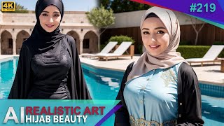 Ai Art - Beauty Hijab In The Pool - 
