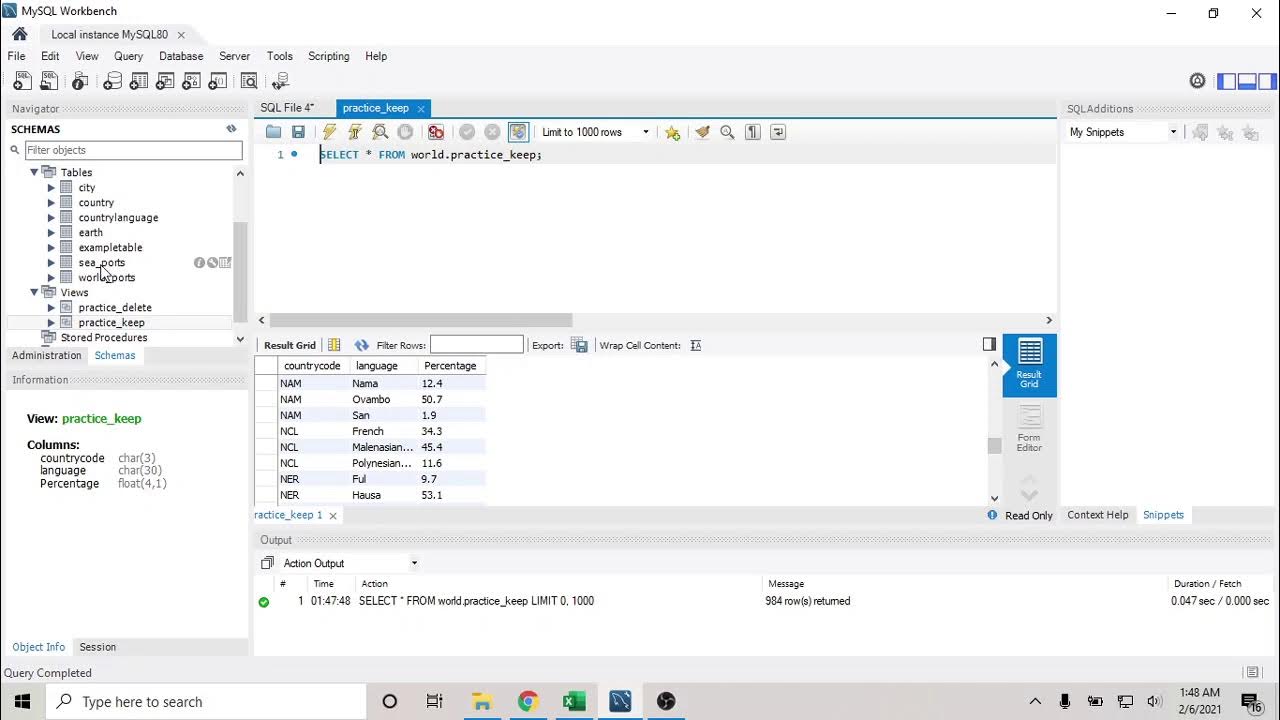 How to drop a view using Sql in MySql Workbench - YouTube