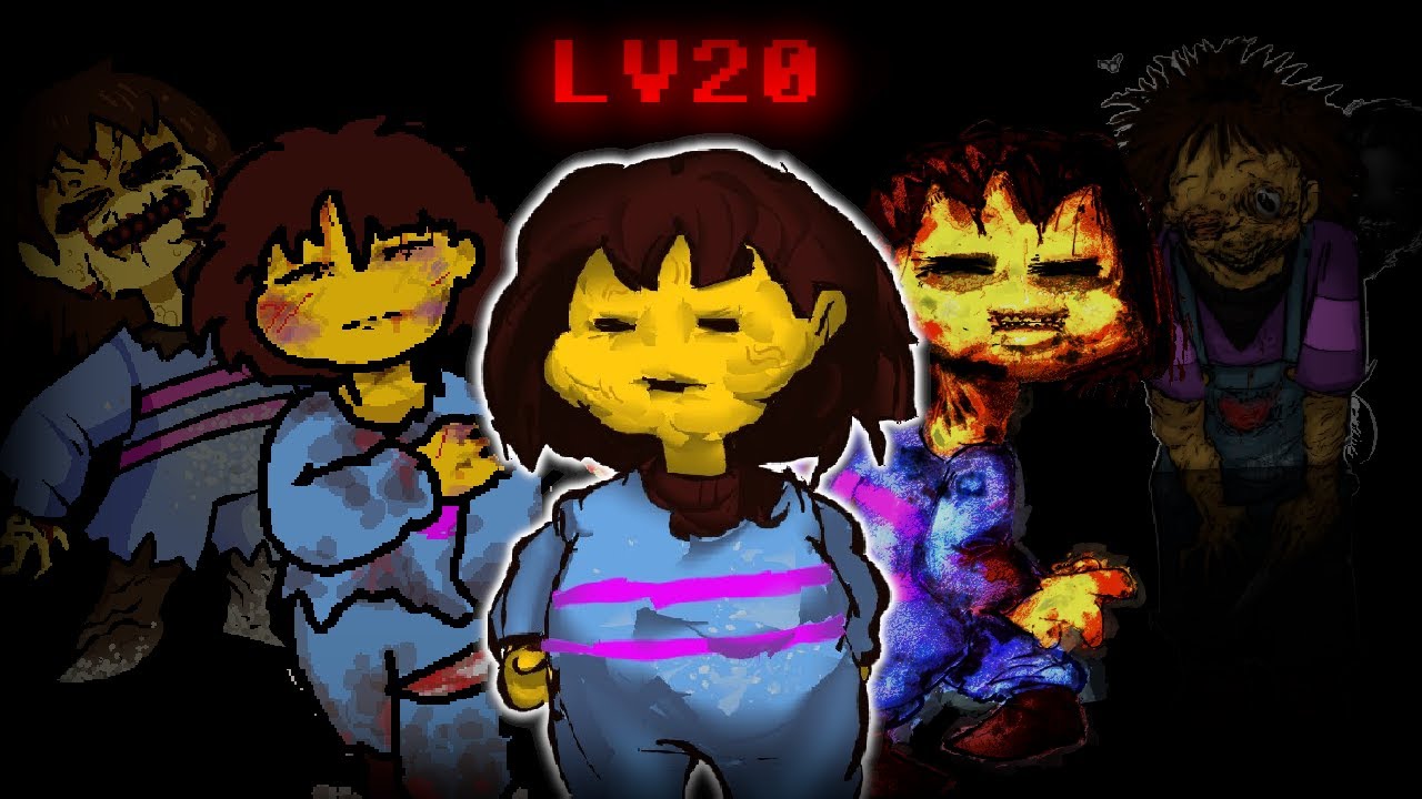Scary Frisk Designs in the end of a Genocide Route (With LV 20) but getting creepier with each image