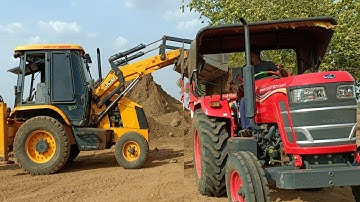 Jcb3dx loader loading mud in mahindra yuvo 575 di tractor & John Deere tractor|tilling the farm land