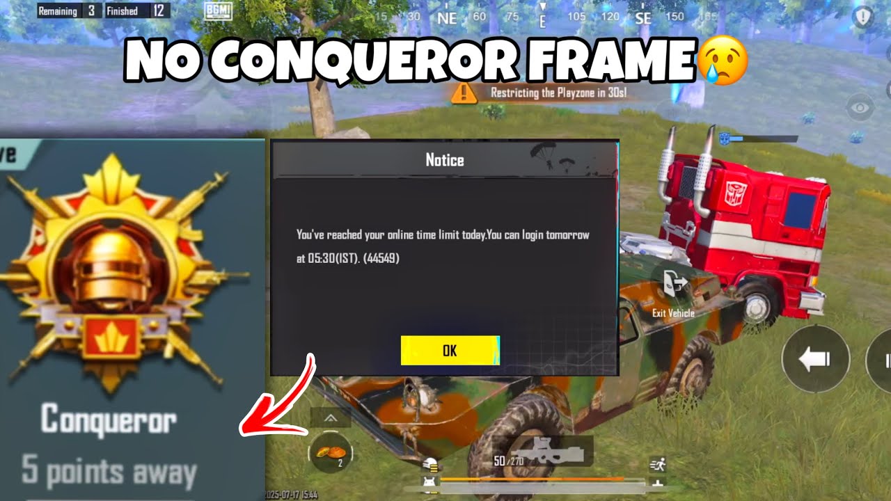 💔NOT REACHED SOLO CONQUEROR | BGMI 3.9 UPDATE TIPS AND TRICKS🔥 GAME CRASH PROBLEM