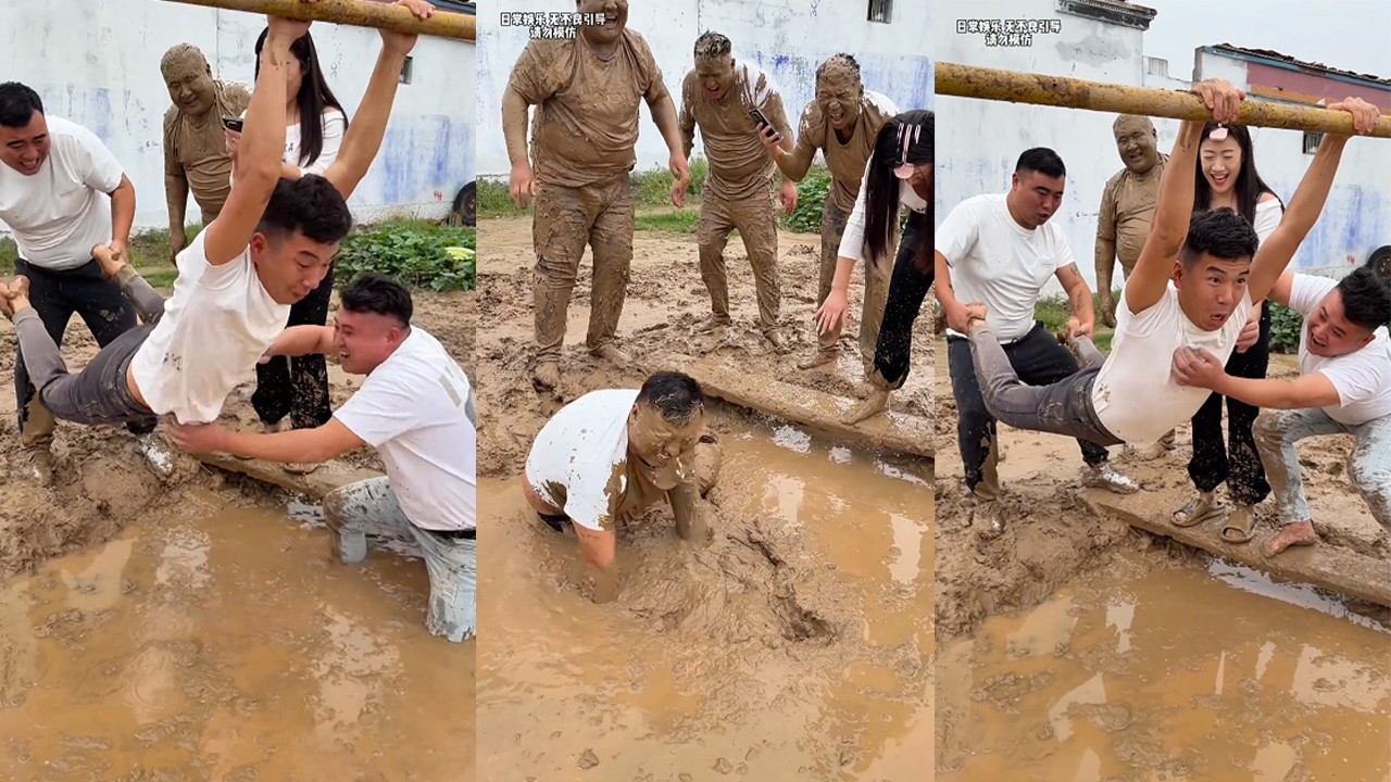 Endurance challenge: Scratching in a mud puddle#funny#hilarious