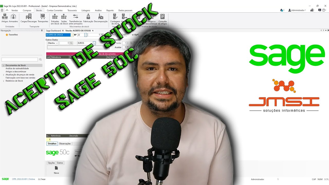 Sage 50c Acertos de stock