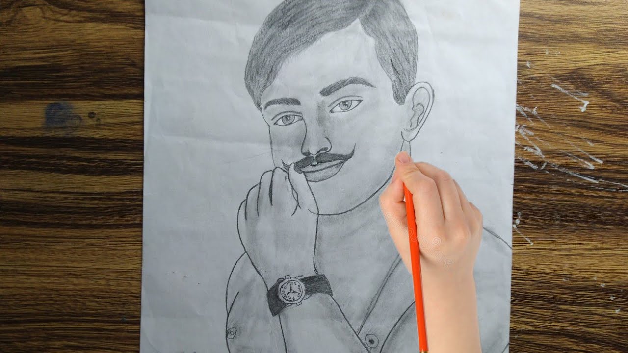 How to draw Chandra Shekhar Azad buy pencil/step by step